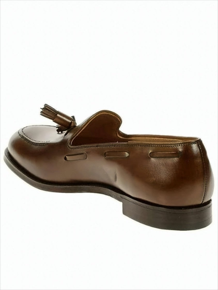 Crockett & Jones Polished Leather Tassel Loafers With Low Stacked Heel