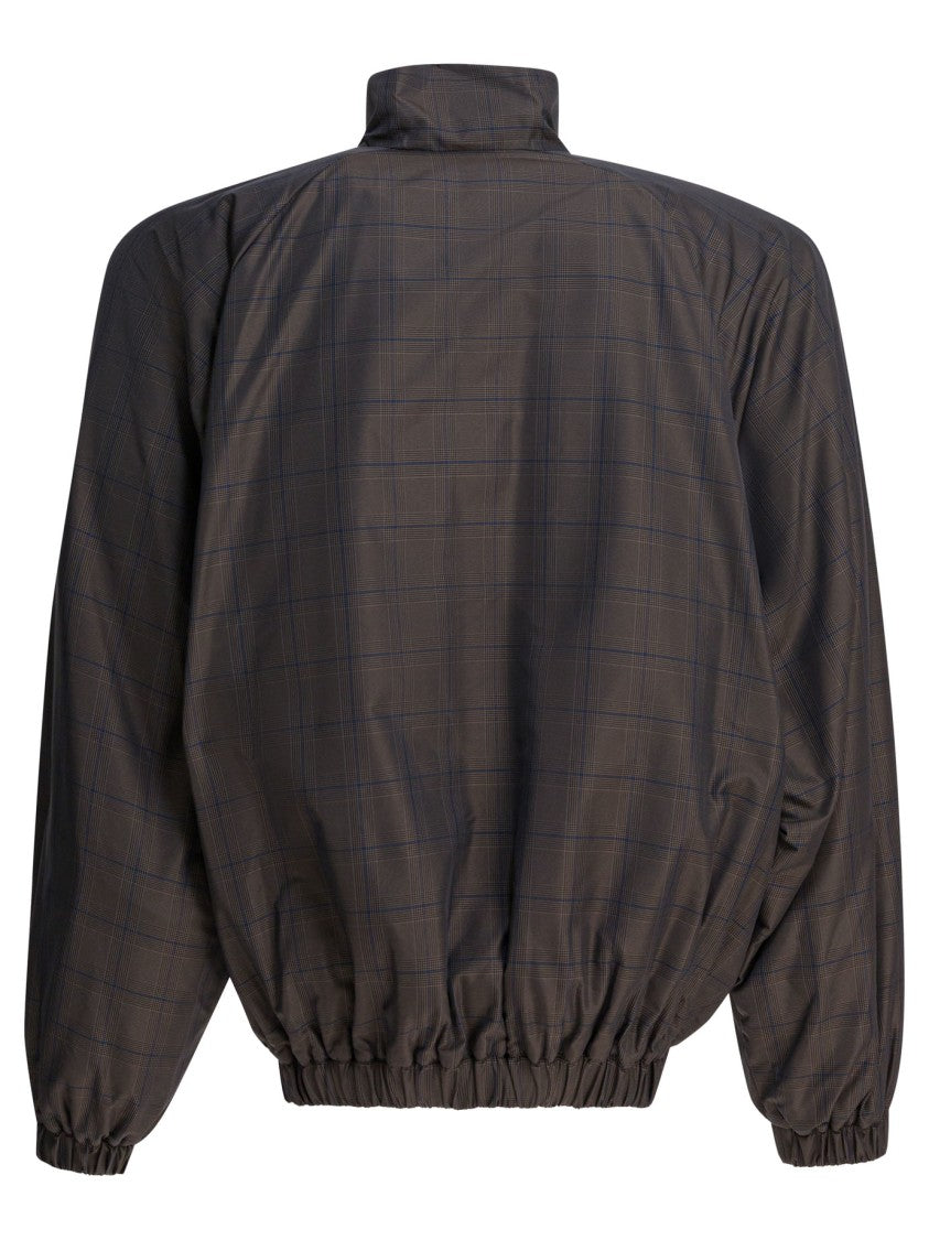 Balenciaga Streamlined Nylon Jacket With Subtle Checkered Pattern