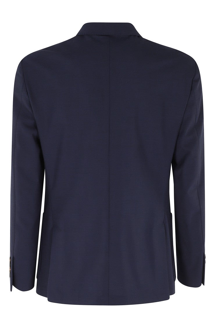 Eleventy Blue Single-Breasted Soft Pocketed Wool Blazer
