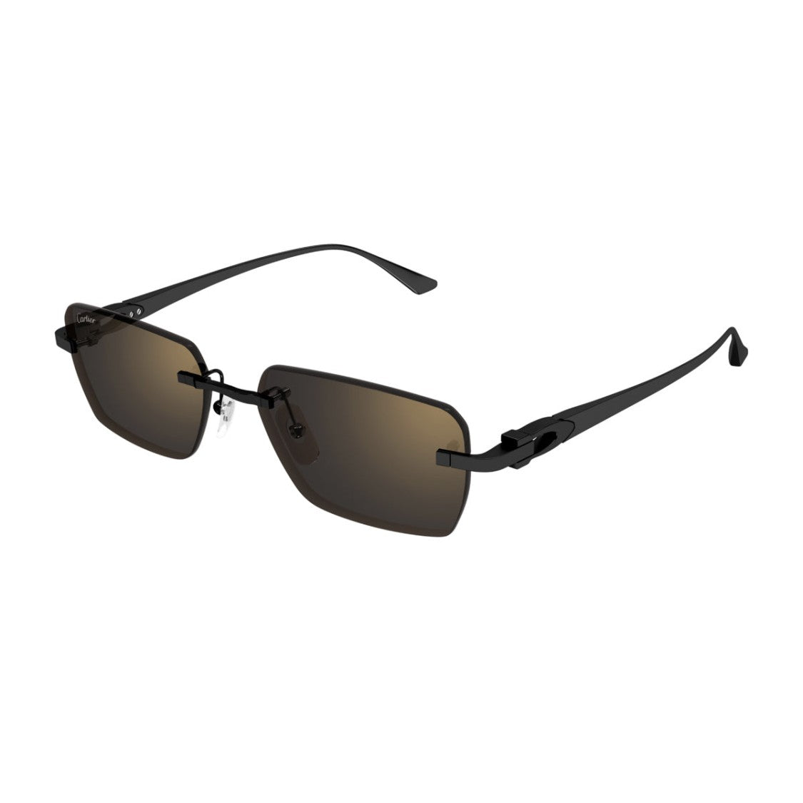 Cartier Rimless Rectangular Sunglasses With Black Titanium Temples