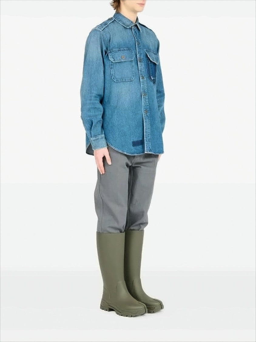 Maison Margiela Denim Long-Sleeve Shirt With Classic Collar And Chest Pockets