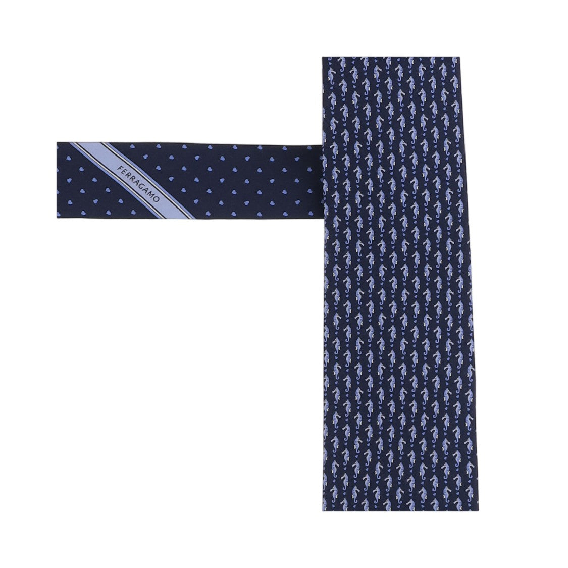Salvatore Ferragamo Navy Patterned Silk Tie