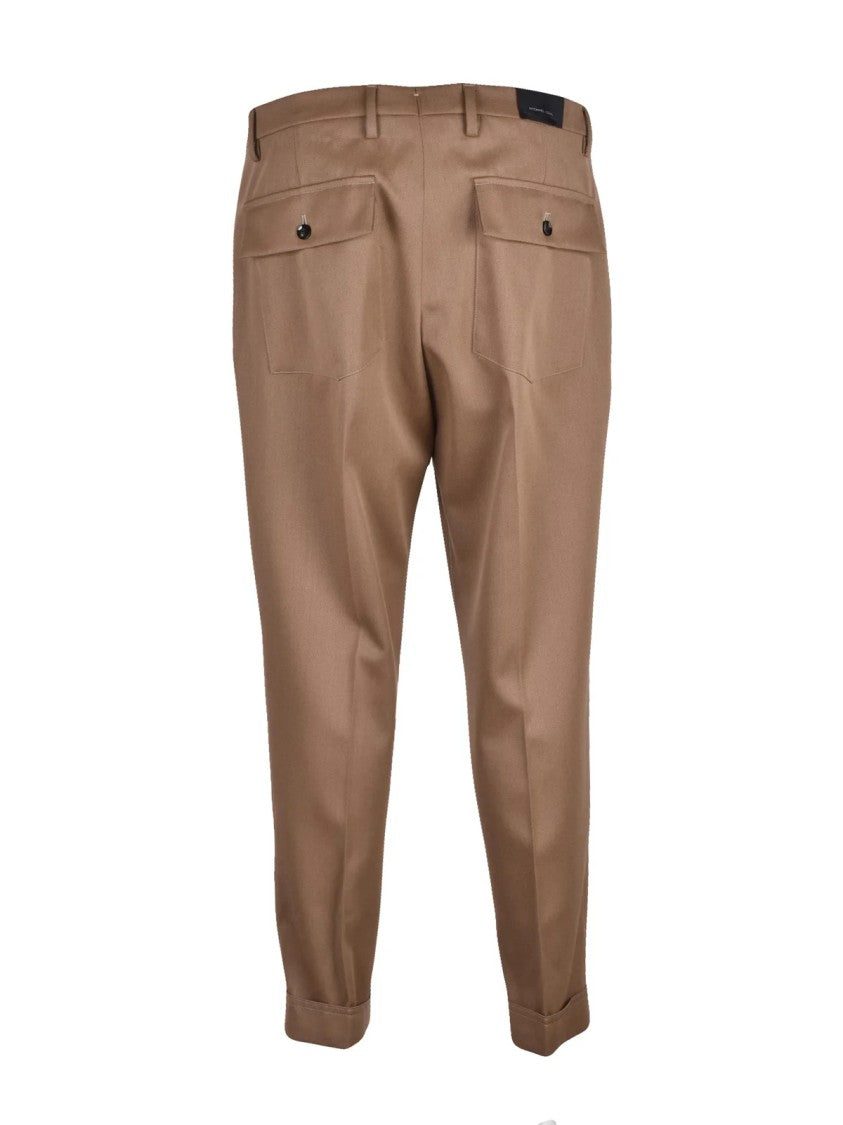 Michael Coal Beige Cuffed Virgin Wool Louis Formal Pants