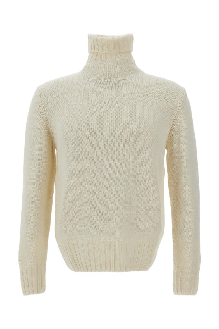 Customer Lovers White Ribbed Wool Turtleneck Sweater