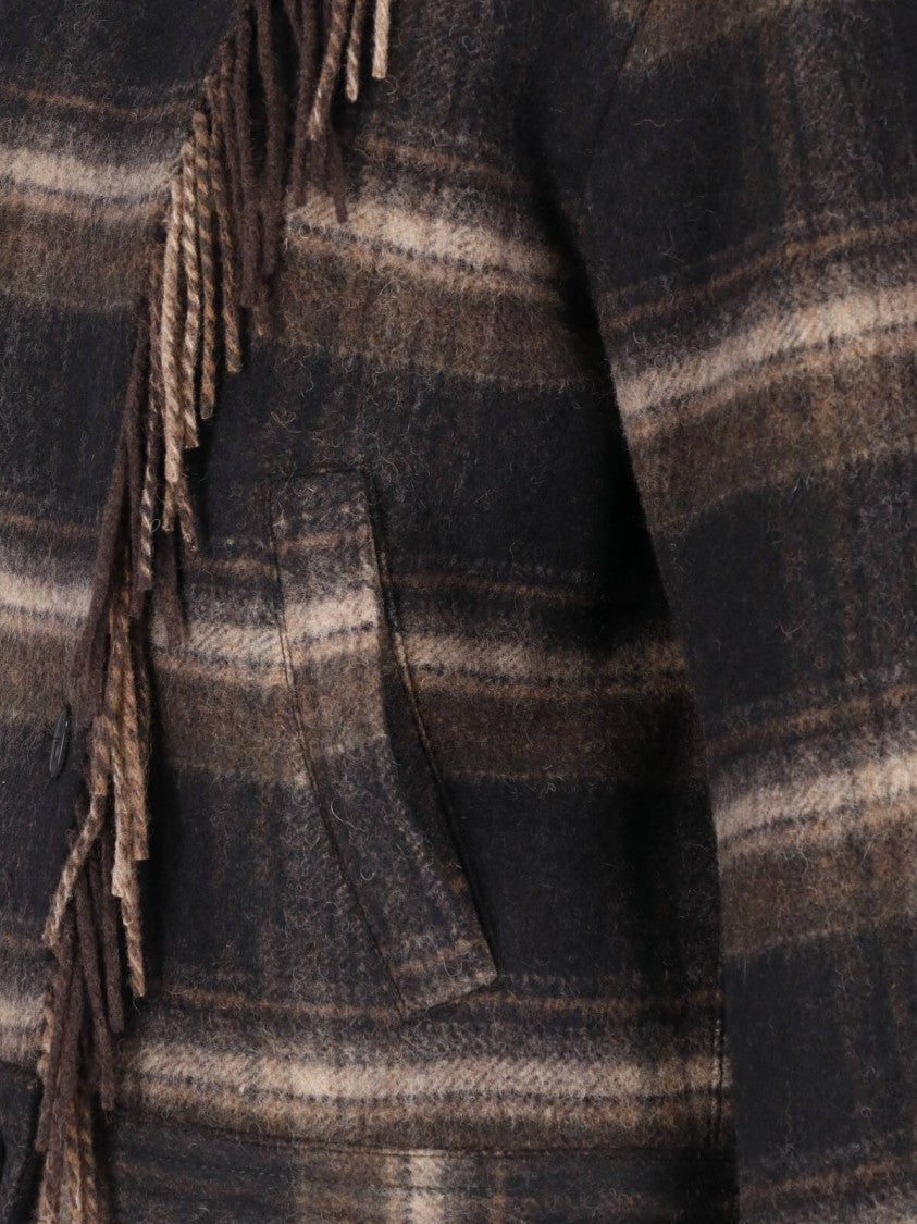Isabel Marant Étoile Cropped Plaid Jacket With Fringe Detail And Classic Collar