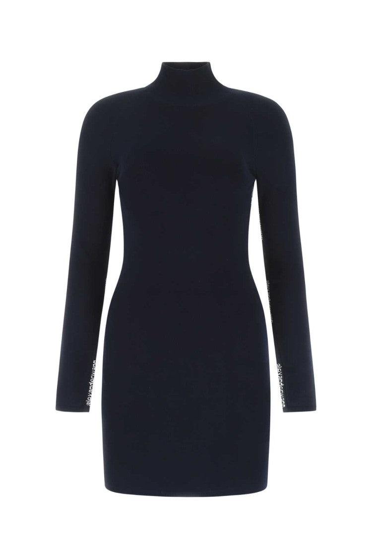 T By Alexander Wang Midnight Blue Stretch Viscose Blend Mini Dress