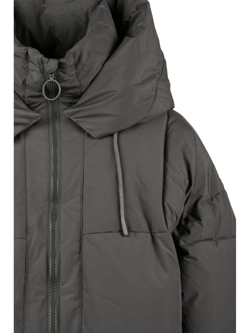 Embassy Of Bricks And Logs Olive Green Zonza Puffer Jacket With Removable Hood And Boxy Silhouette