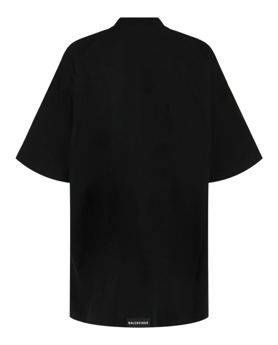 Balenciaga Relaxed Fit Ribbed Collar Cotton-Blend T-Shirt