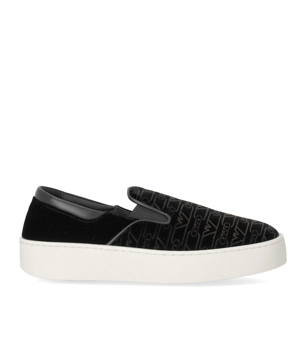 Emporio Armani Black Monogram Slip-On Sneaker