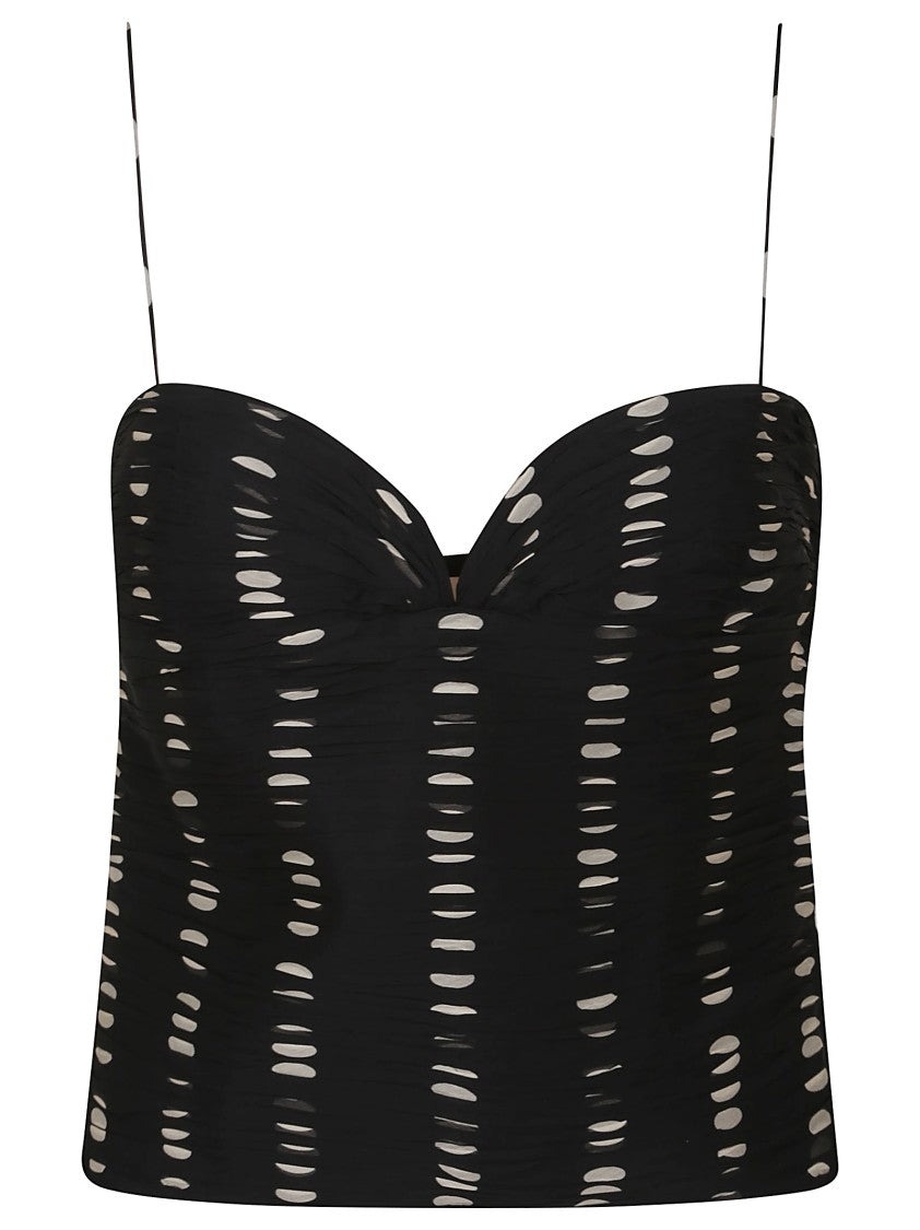 Valentino Plusdepois-Print Chiffon Top With Handmade Draping