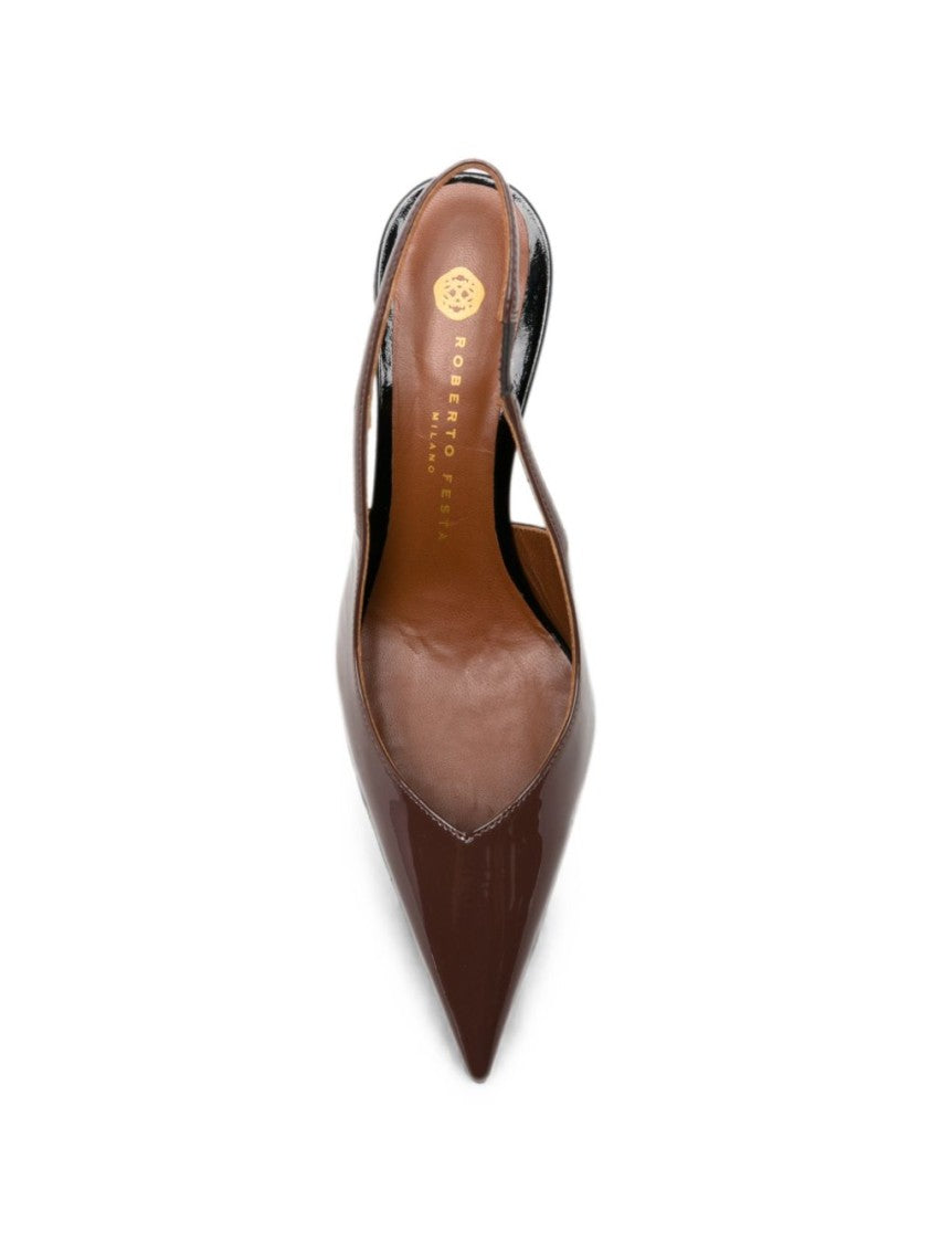 Roberto Festa Patent Pointed Toe Slingback Pumps
