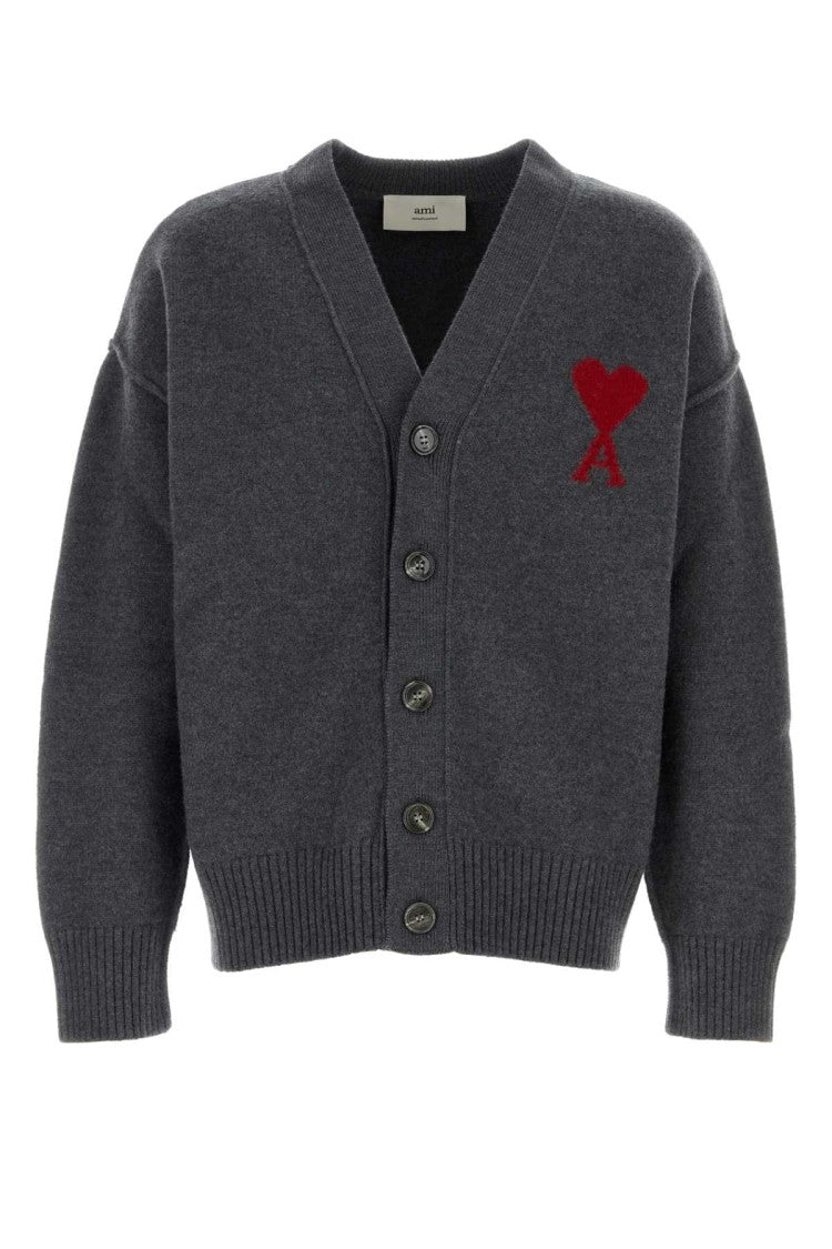 Ami Dark Grey Wool Cardigan