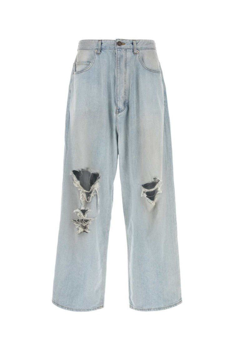 Balenciaga Distressed Light Wash Denim Baggy Pants