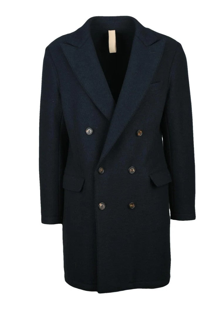 Eleventy Double-Breasted Coat - Navy Blue