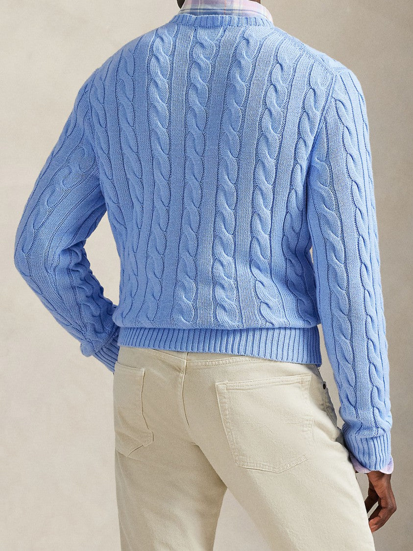 Polo Ralph Lauren Light Blue Pullover Cable-Knit Cotton Sweater