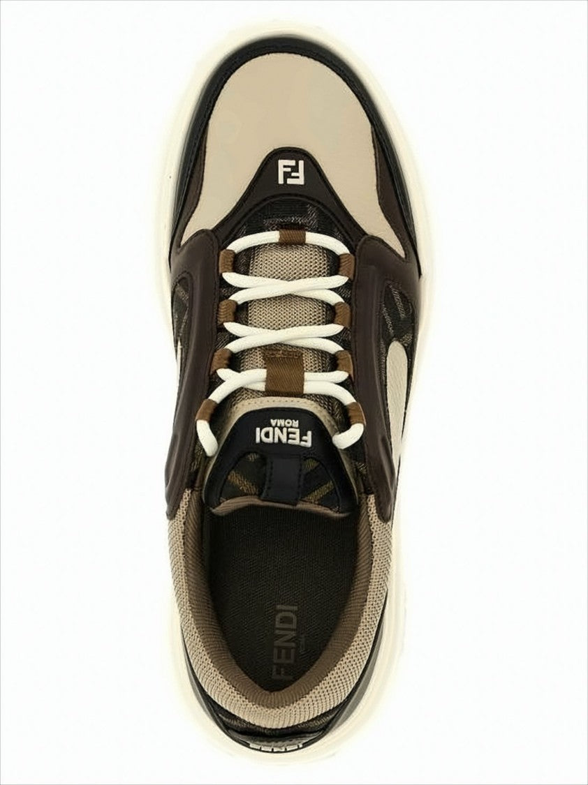Fendi Layered Sneakers With Geometric Sole Detail