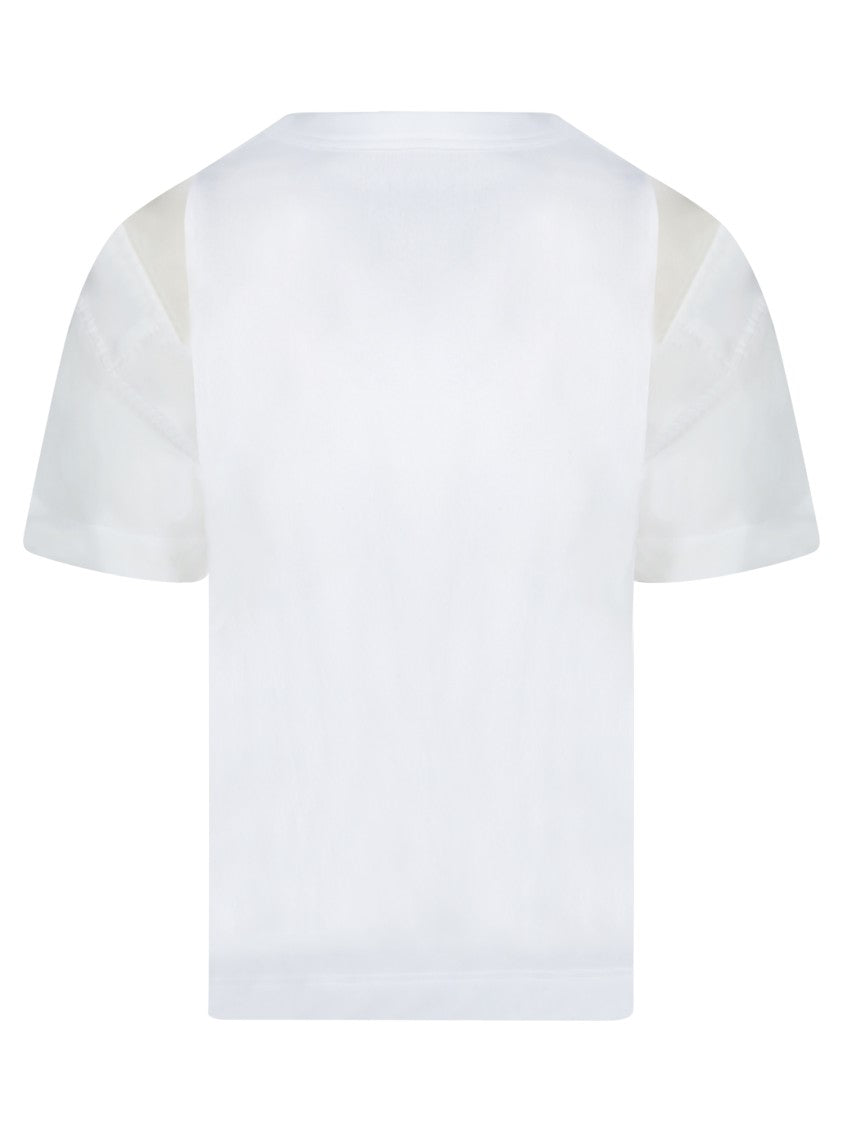 Sacai White T-Shirt With Transparent Poplin Inserts