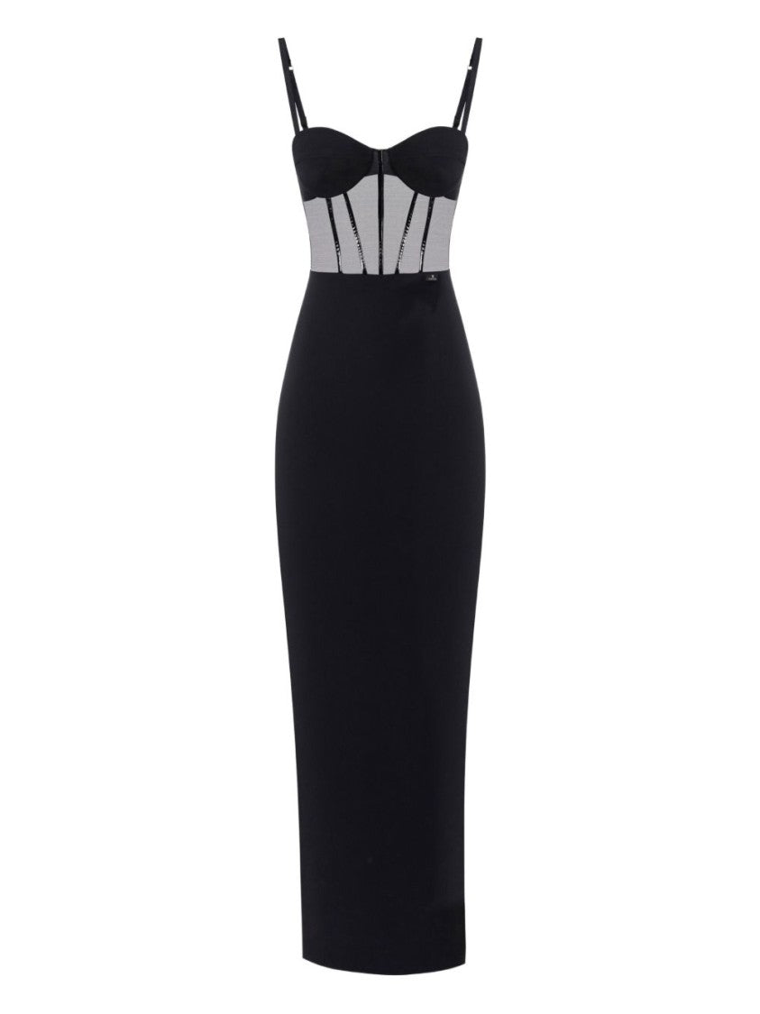 Elisabetta Franchi Fitted Black Evening Dress With Structured Bodice