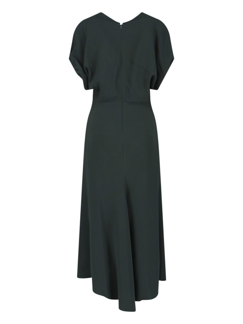 Victoria Beckham Draped Midi Dress Green