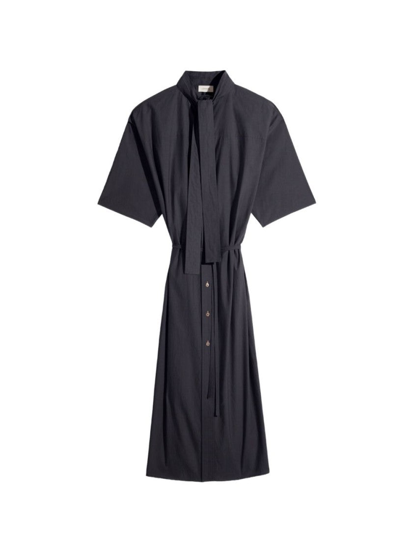 Lemaire Black Midi Oversized Tie Detail Dress