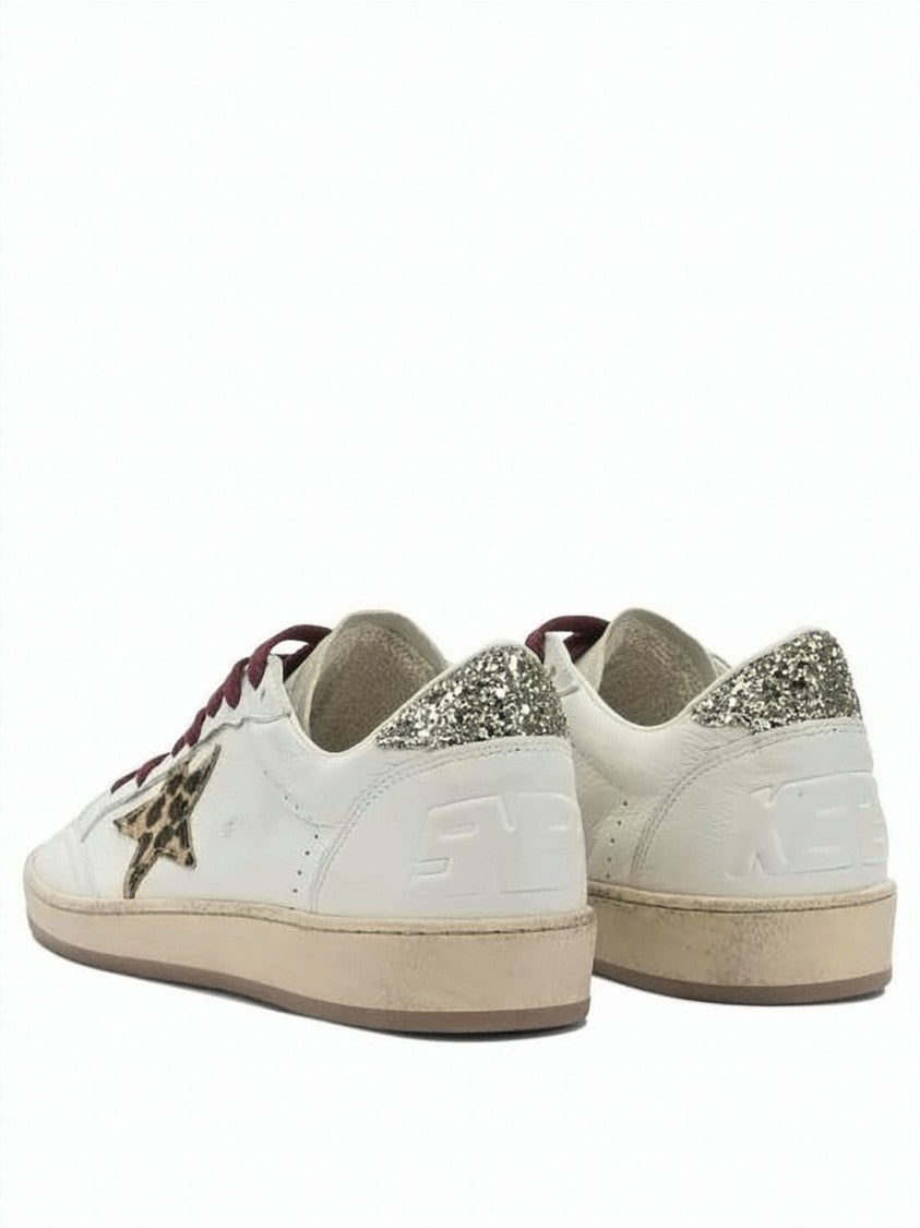 Golden Goose Distressed White Leather Low-Top Sneakers