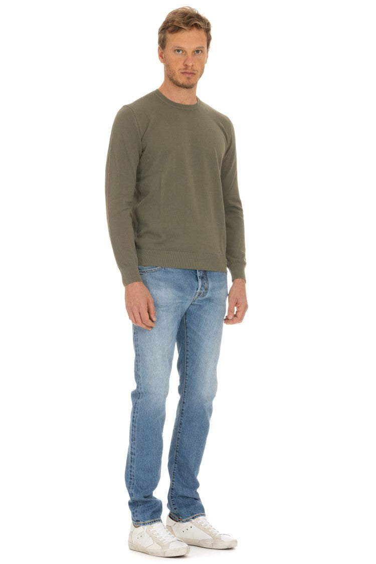 Gran Sasso Rice-Grain Cotton Crewneck Sweater