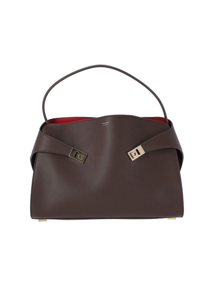 Ferragamo Structured Brown Bag With Timeless Design