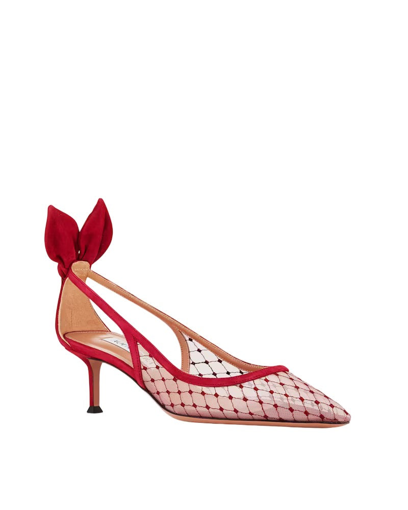 Aquazzura Bow Tie Net Pump 50