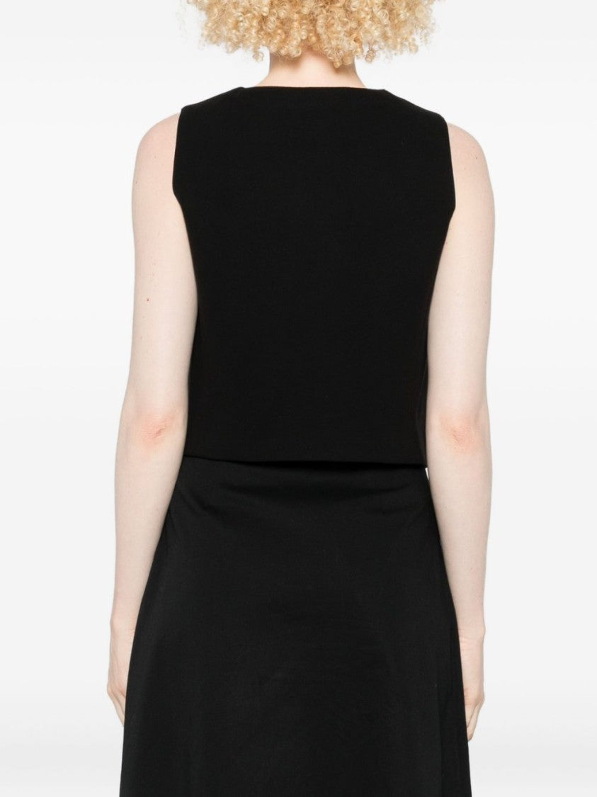 Circolo 1901 Black Sleeveless Knit Vest With V-Neckline