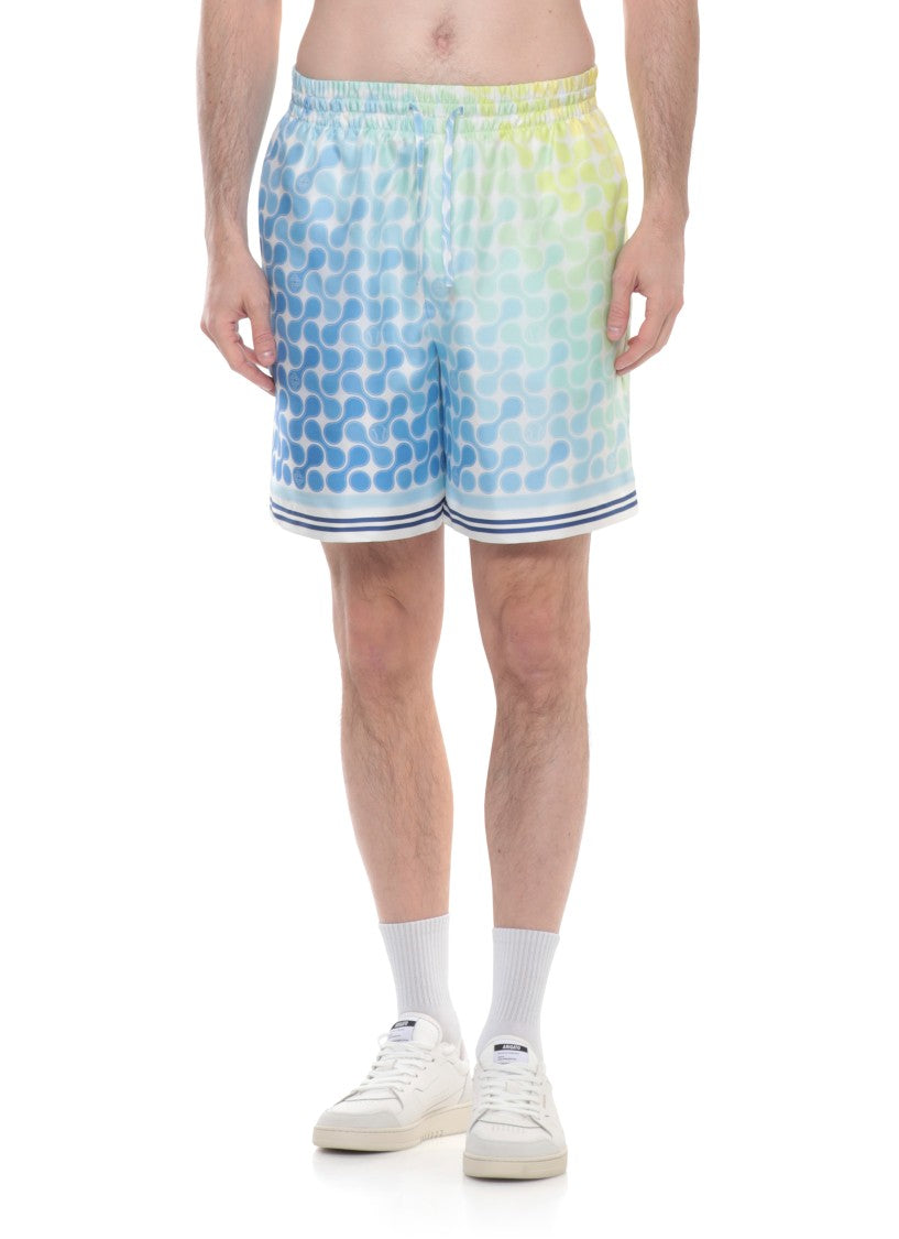 Casablanca Multicolor Tennis Tile Silk Bermuda Shorts