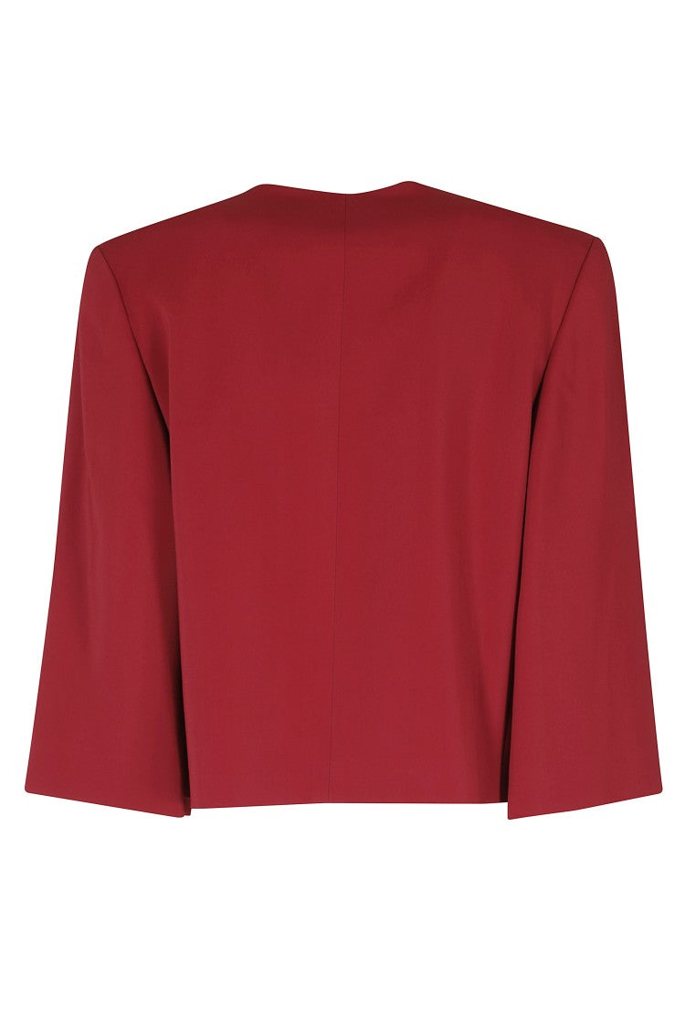 Alberta Ferretti Red Cady Stretch Open Sleeves Viscose Blazer