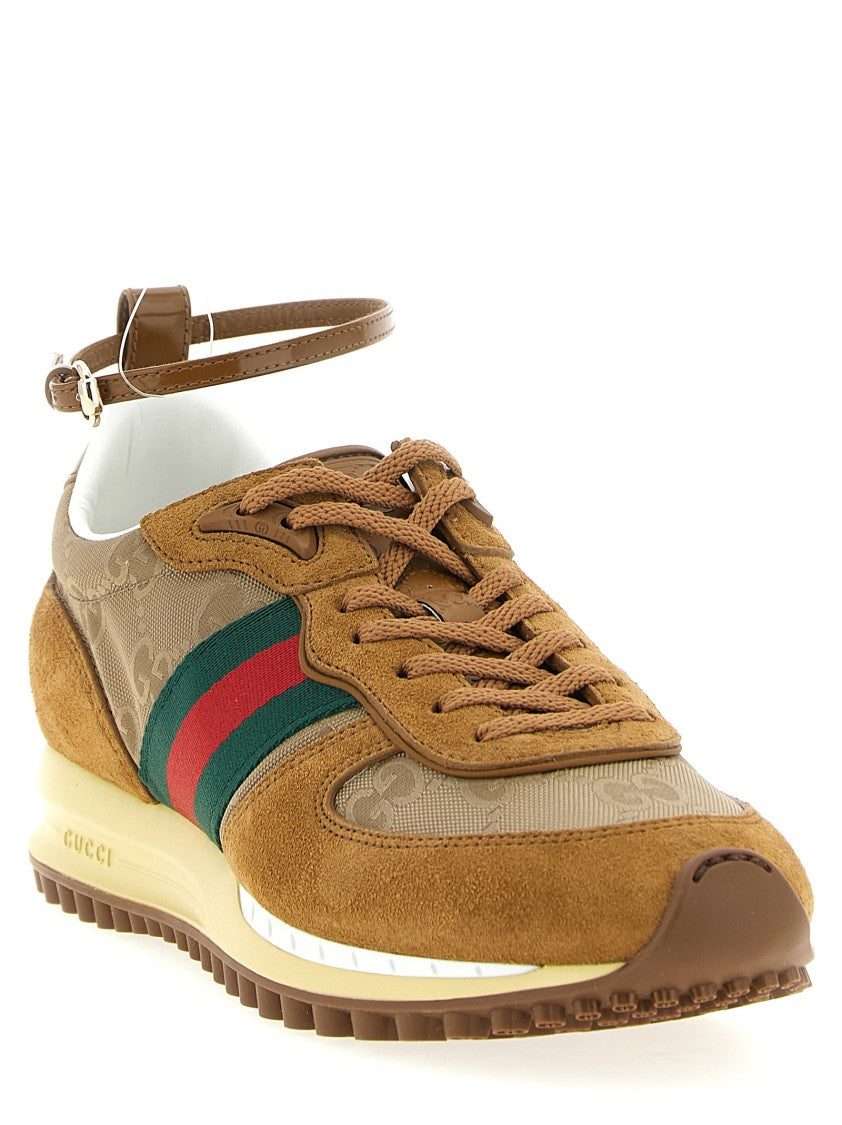 Gucci Suede Sneakers With Gg Nylon Inserts