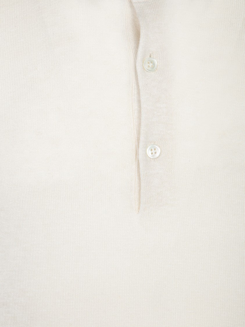 Dell'oglio Linen-Silk Blend Polo With Classic Collar