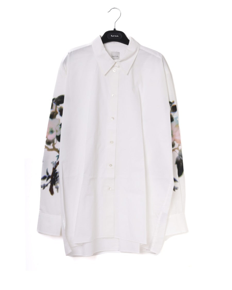 Paul Smith Classic White Shirt With Floral Print Sleeves