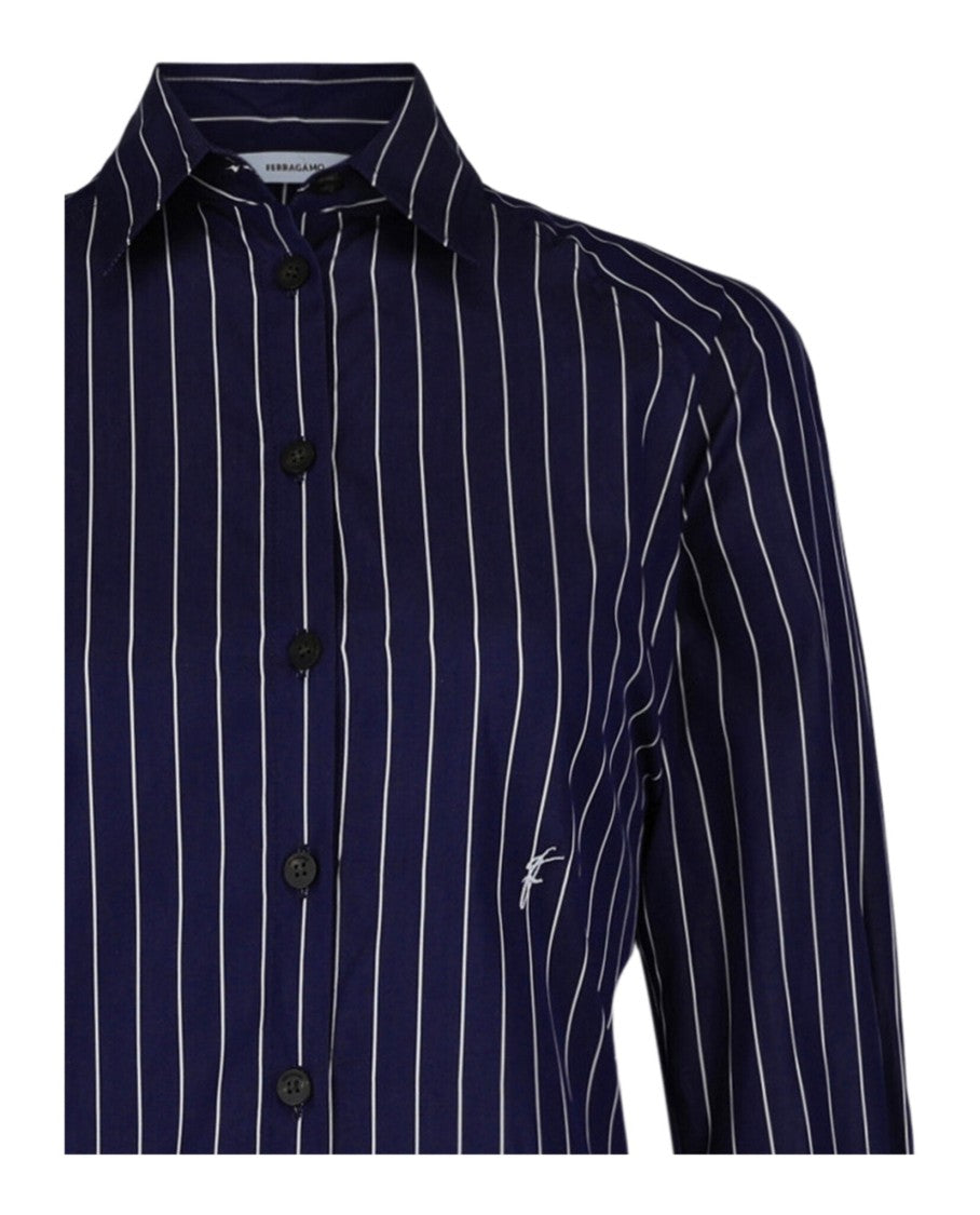 Ferragamo Pinstriped Tie-Back Dress Shirt