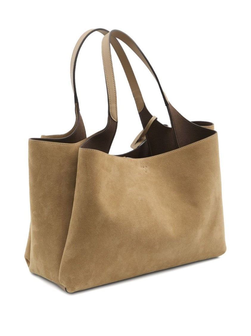 Tod's Spacious Beige Suede Tote Bag