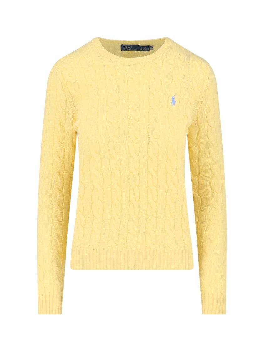 Polo Ralph Lauren Yellow Cable Knit Wool-Cashmere Sweater