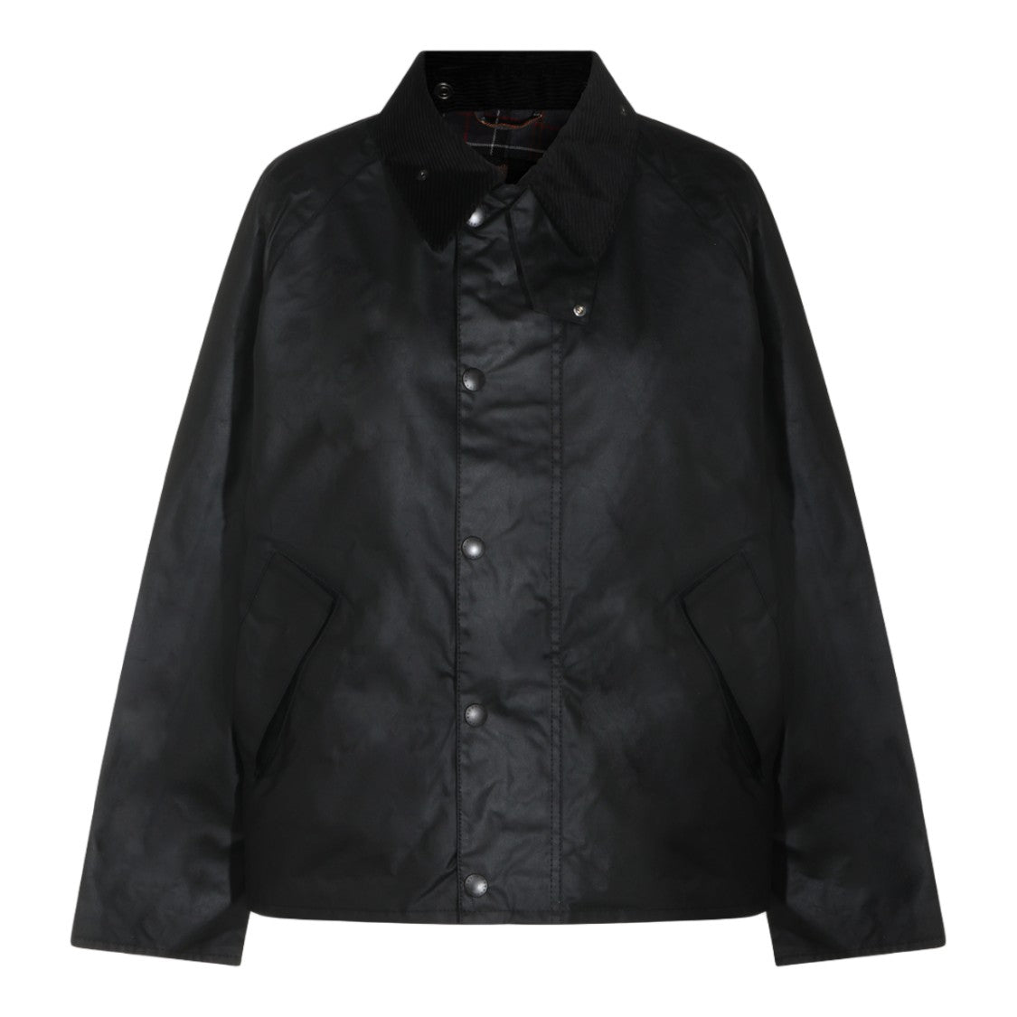 Barbour Black Matte Corduroy Collar Plaid Casual Jacket