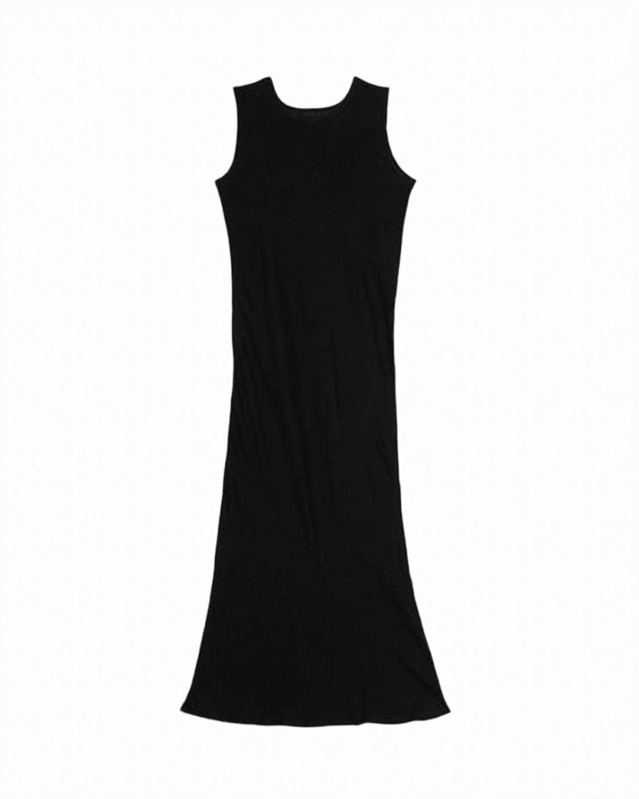 Baserange Sleeveless Long Linen Dress With Flared Hem Crafted