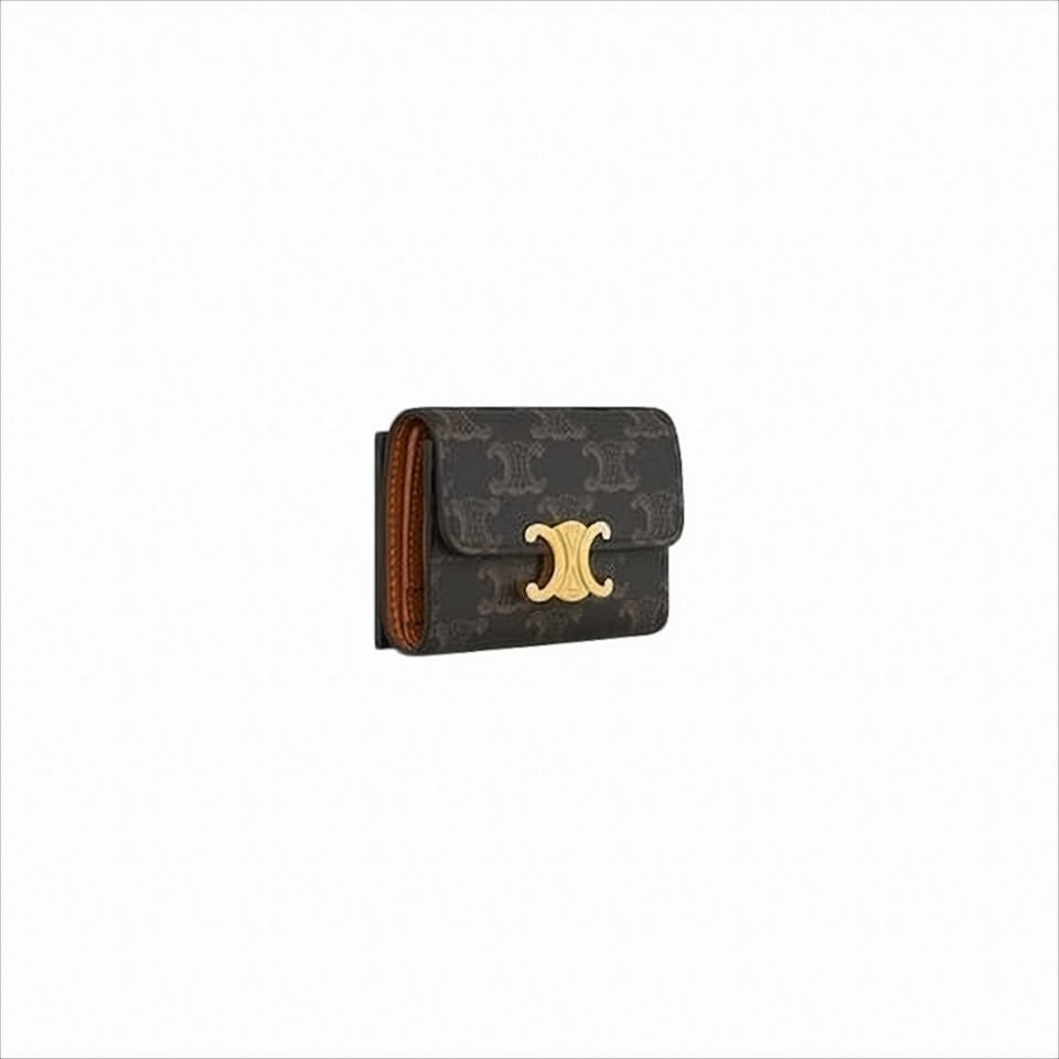 Celine Compact Monogram Canvas And Calfskin Wallet