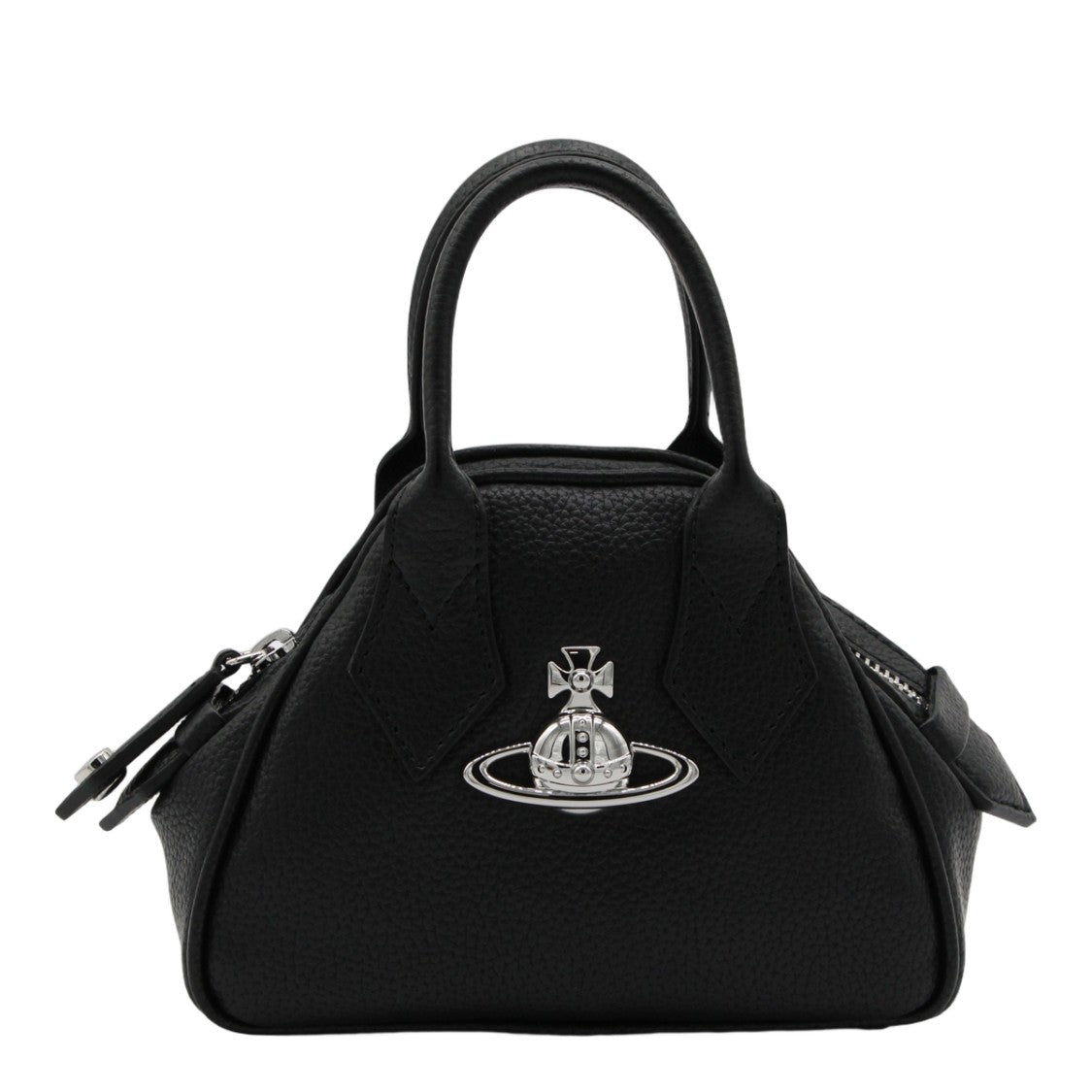 Vivienne Westwood Structured Black Handbag With Silver-Tone Emblem