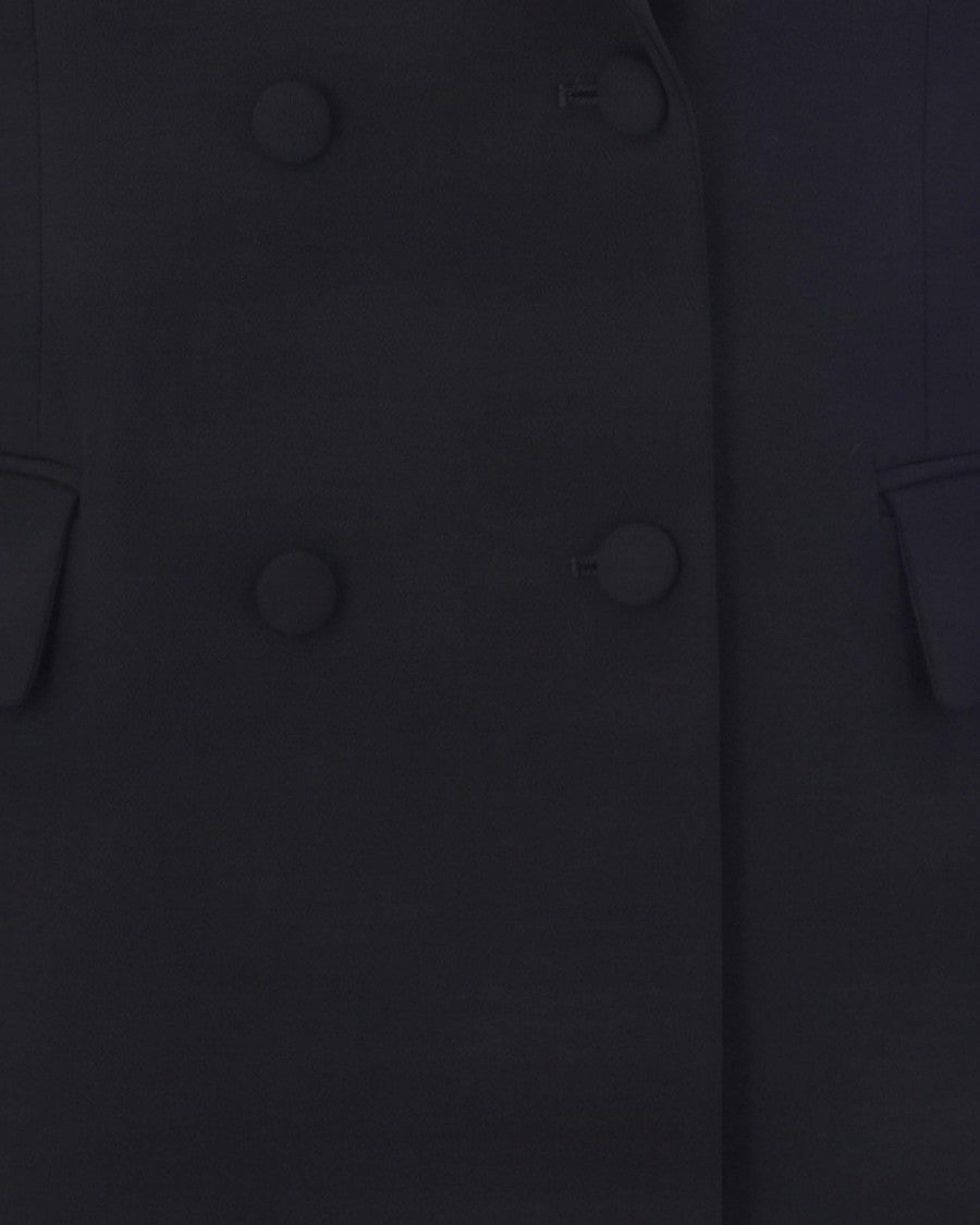 P.A.R.O.S.H. Double-Breasted Black Blazer With Notched Lapel And Flap Pockets