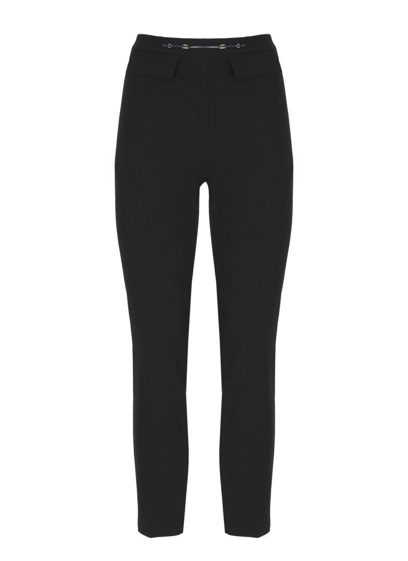 Elisabetta Franchi Cropped Slim-Fit Trousers With Decorative Waist Application