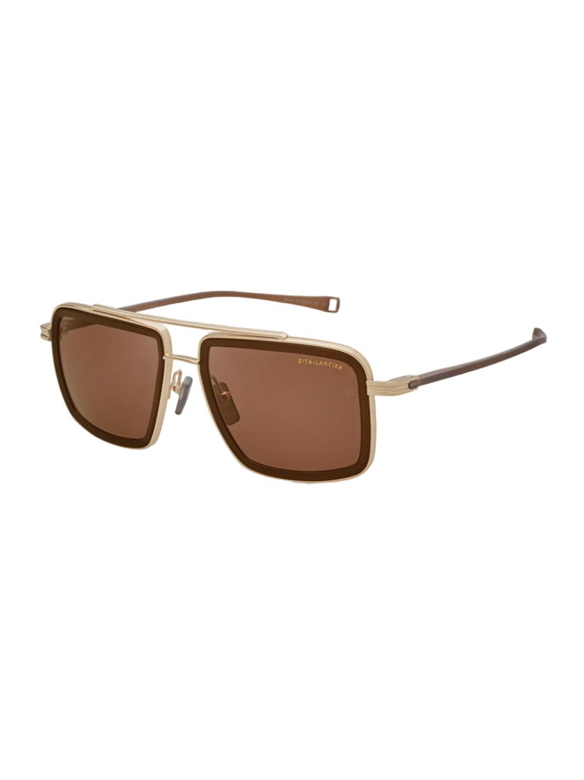 Dita Rectangular Brown-Tinted Sunglasses