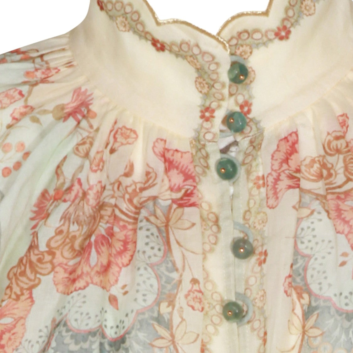 Zimmermann Pastel Floral Print Shirt With Scalloped Collar