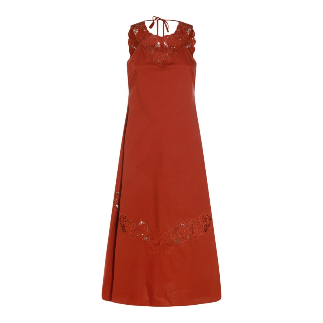Twin-Set A-Line Midi Dress With Floral Lace Detailing