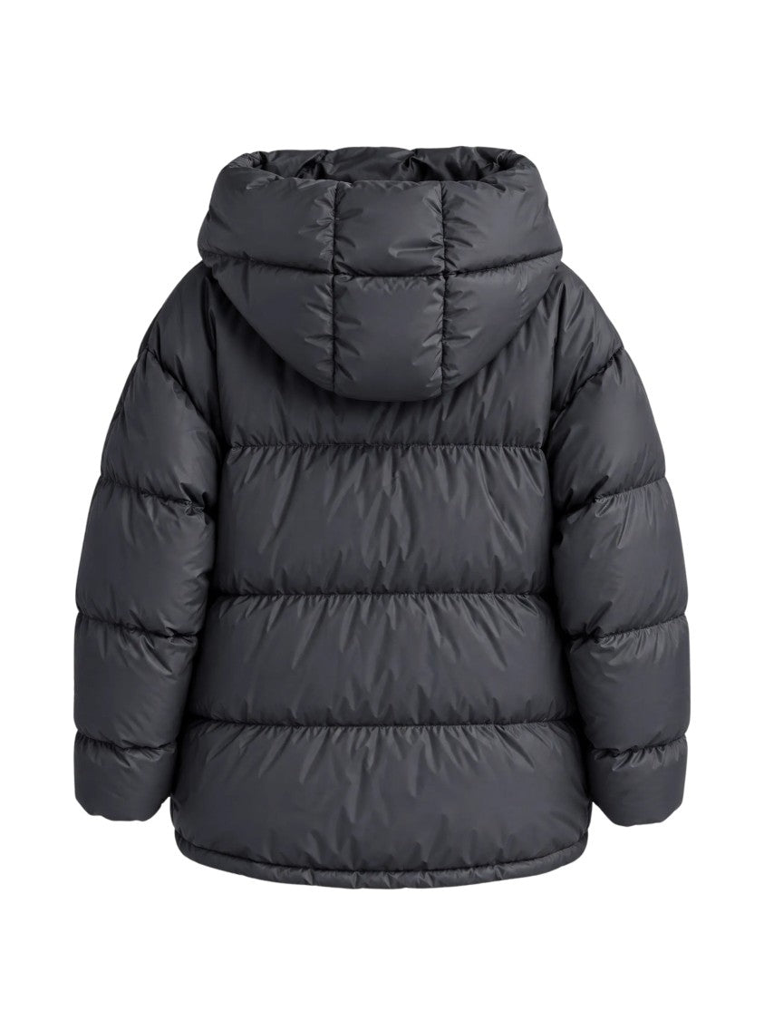 Max Mara Quilted Black Padded Jacket With Adjustable Hood And Snap Hem