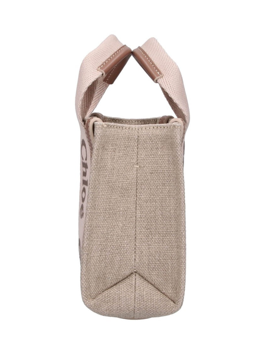 Chloé Textured Fabric Tote Bag With Leather Accents