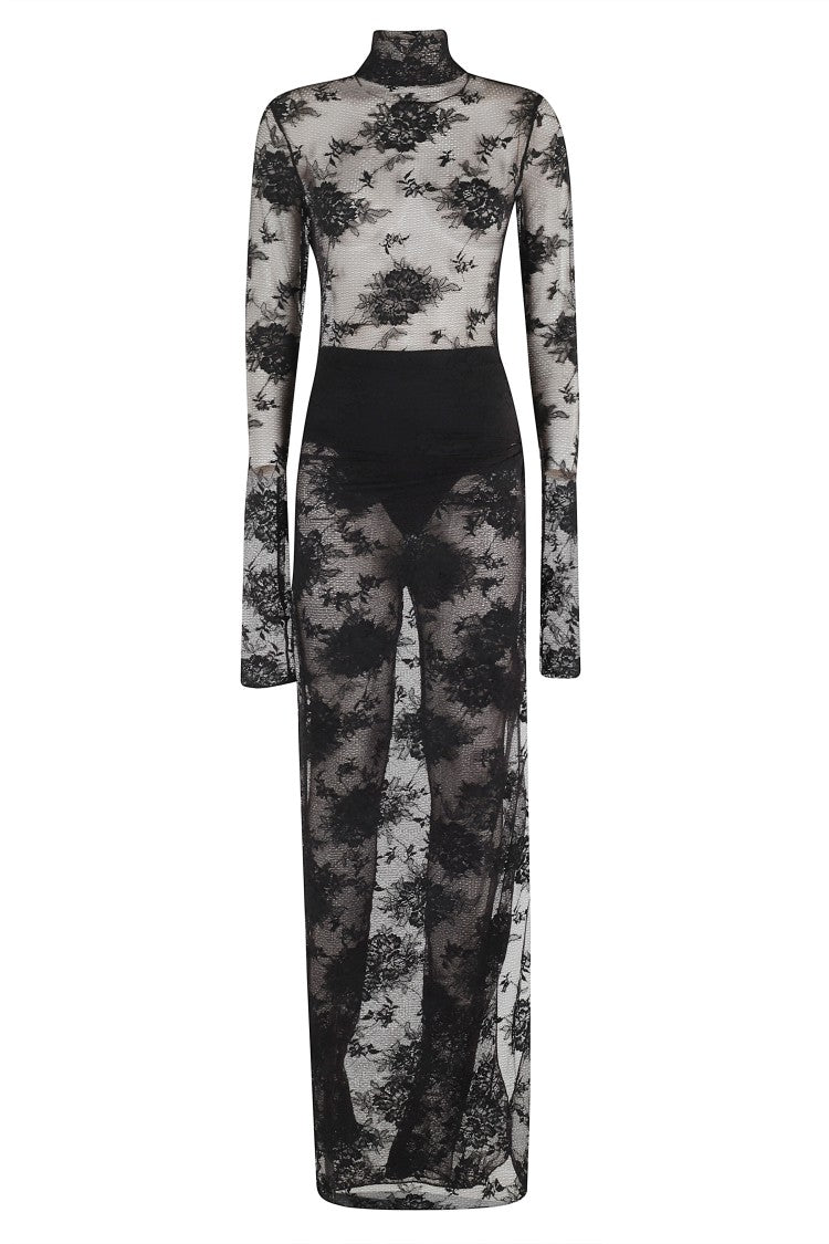 The Andamane High Neck Black Lace Jumpsuit With Side Slit