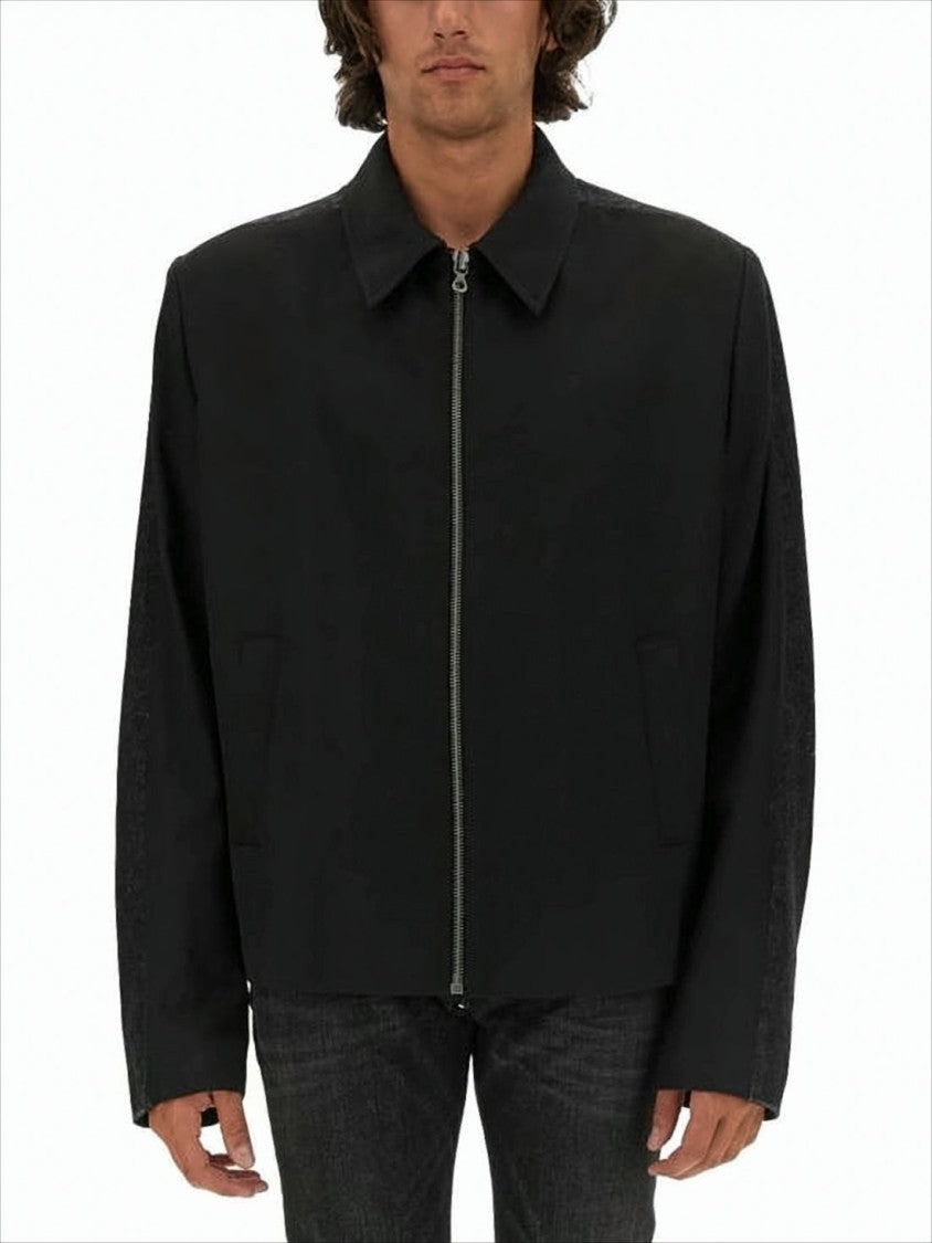 Diesel Structured Black Jacket With Textured Finish And Modern Sleeves